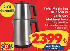 TEFAL MAGİC TEA XL 1650 W ÇELİK ÇAY MAKİNESİ INOX